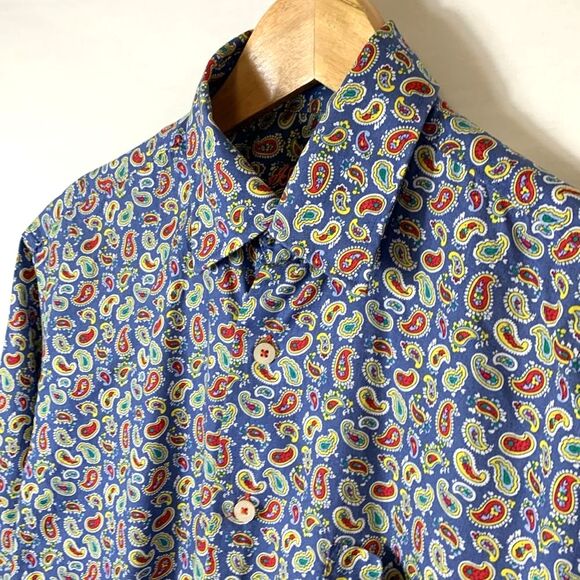 Alan Flusser Colorful Paisley Print Long Sleeve Hidden Buttondown Shirt Size S - Picture 1 of 13